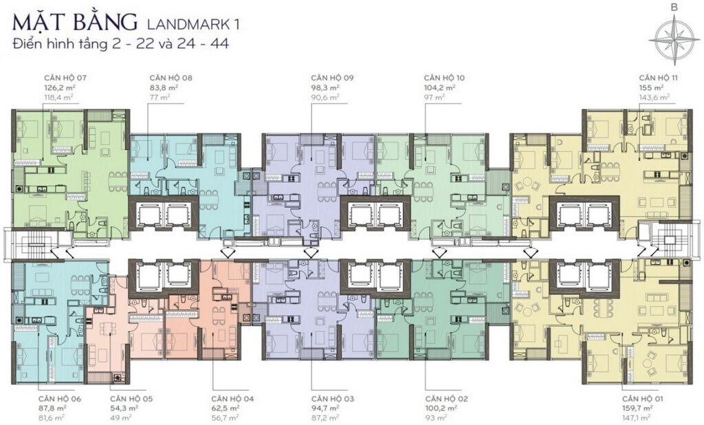 Mặt Bằng Tòa Landmark 1 Vinhomes Central Park: Sơ Đồ Tầng, Layout Chi Tiết & Bảng Giá 2026