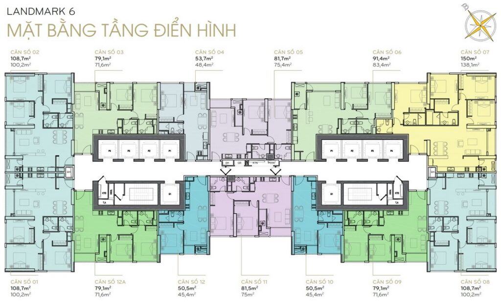 Mặt Bằng Tòa Landmark 6 Vinhomes Central Park: Sơ Đồ Tầng, Layout Chi Tiết & Bảng Giá 2026