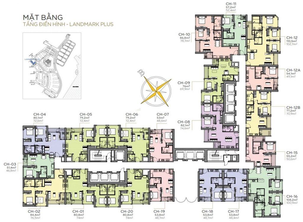 Mặt Bằng Tòa Landmark Plus Vinhomes Central Park: Sơ Đồ Tầng, Layout Chi Tiết & Bảng Giá 2026