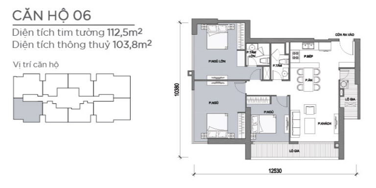 Bán căn hộ 3PN nhà trống diện tích: 118m2 – Park 5