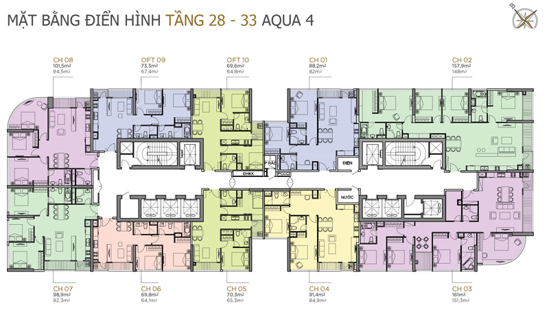 mặt bằng tầng 28-33 tòa Aqua 4